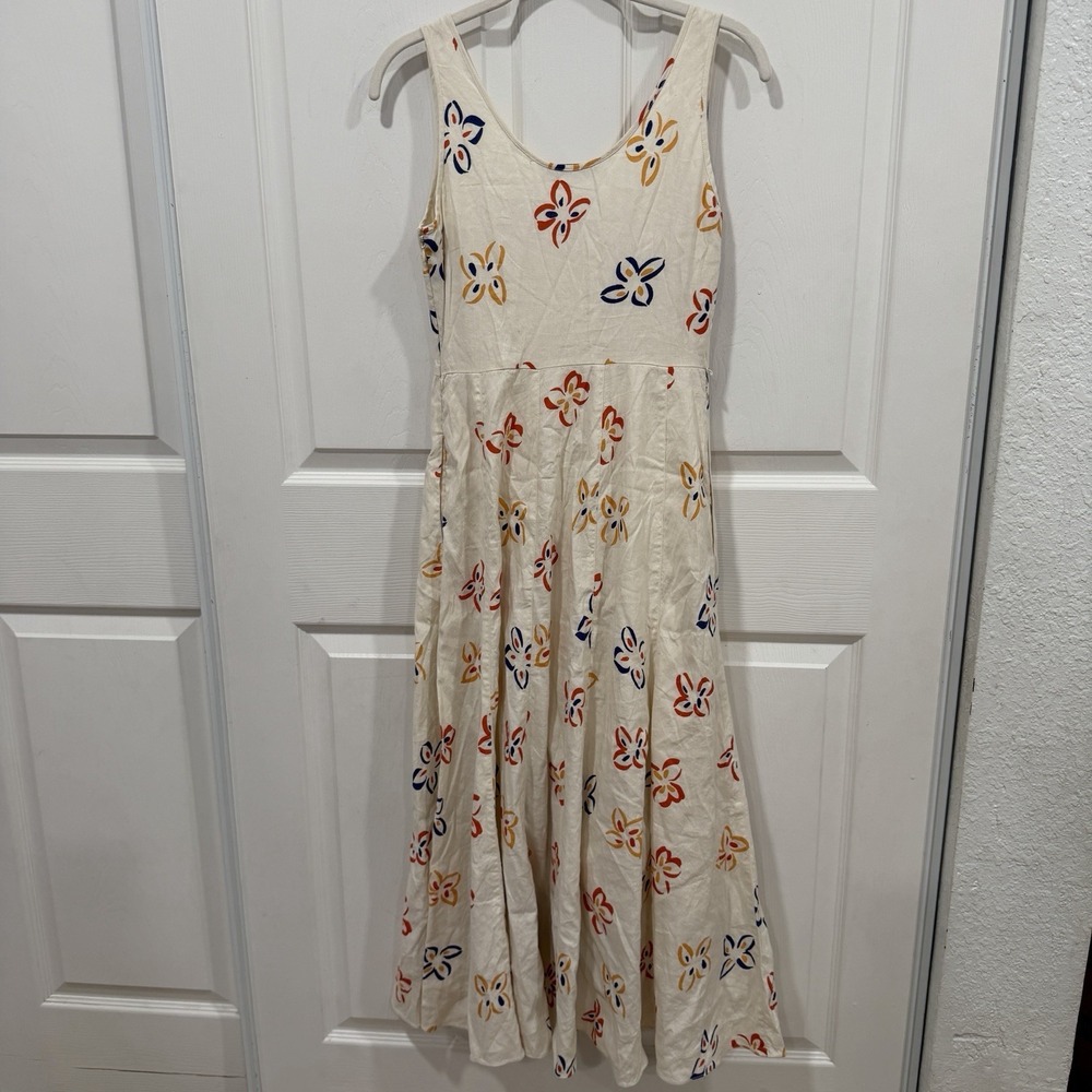 REBECCA TAYLOR FLAME FUR LINEN BLEND MIDI DRESS SIZE 00 $395 - Picture 8 of 10